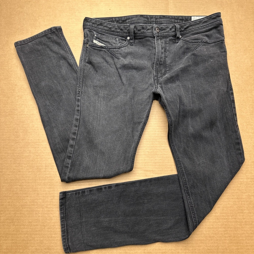 Diesel Shioner Jeans Mens Sz 34x32 Black Wash Denim Slim Fit 0RH6 Stretch Grunge